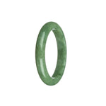 A close-up image of a beautiful jade bracelet made from untreated green Burma jade. The bracelet is semi-round in shape and measures 53mm in size. It is a genuine piece of jade, known for its stunning natural green color. The bracelet is a product of MAYS™, a reputable brand in the jewelry industry.