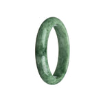 Genuine Natural Green Pattern Jadeite Jade Bracelet - 59mm Half Moon
