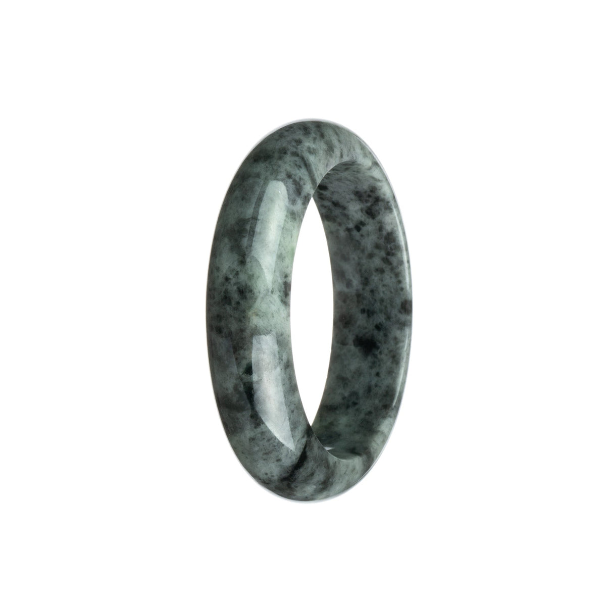 Real Untreated Grey Pattern Jadeite Bangle - 54mm Half Moon