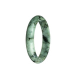 Genuine Grade A Pale Green and Black Pattern Jadeite Jade Bracelet - 59mm Half Moon
