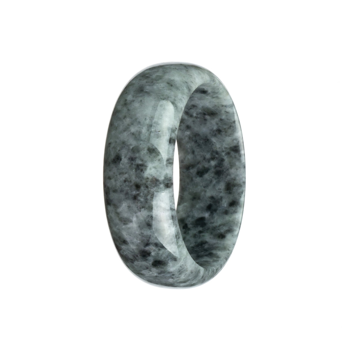 Genuine Grade A Grey Pattern Burma Jade Bracelet - 59mm Half Moon