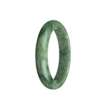 A half-moon shaped, 59mm authentic natural light green jadeite bangle from MAYS GEMS.