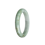 A beautiful half moon shaped Burma Jade bangle with a white and brown pattern. Authentically crafted with Grade A quality.