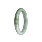 Authentic Grade A White and Brown Pattern Burma Jade Bangle - 58mm Half Moon