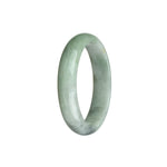 Genuine Natural White Grey and Olive Green Burma Jade Bracelet - 56mm Half Moon