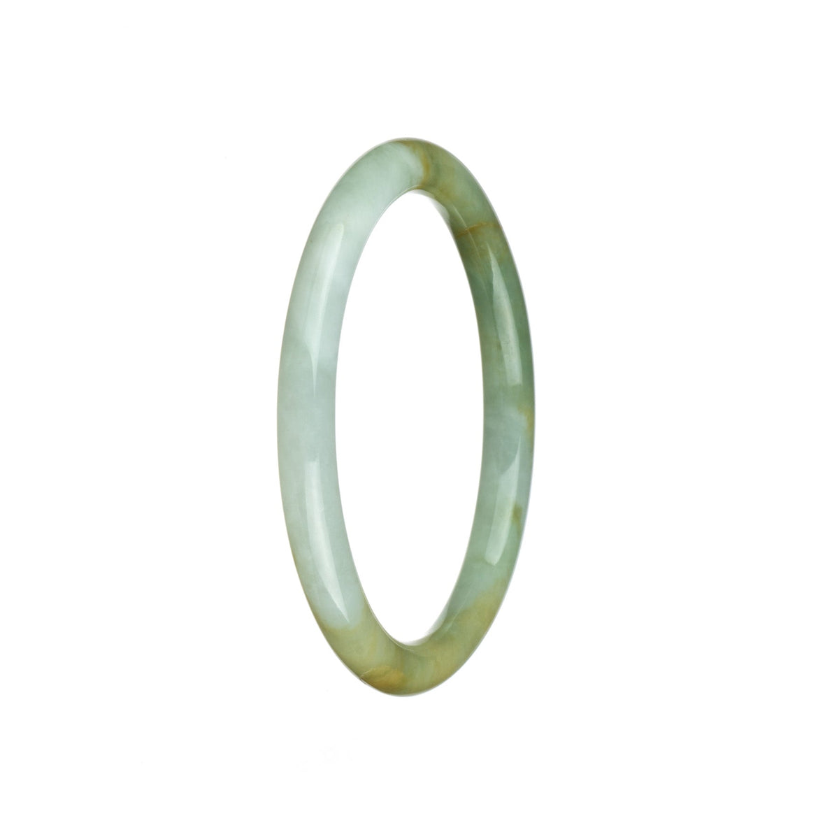 A small, round white and green jadeite jade bracelet, certified as Type A.