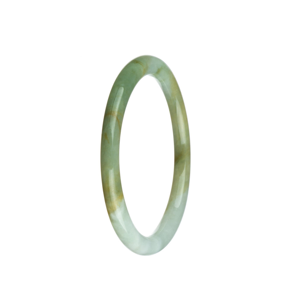 Certified Type A White with Green Jadeite Jade Bracelet - 60mm Petite Round