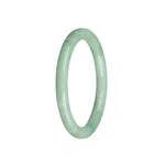 A small round light green jadeite bracelet, untreated and authentic, measuring 59mm in size. Perfect for adding a touch of natural elegance to any outfit.