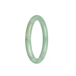 A petite round light green Burmese jade bangle, grade A quality, with a diameter of 55mm. Sold by MAYS.