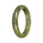 Authentic Grade A Green Pattern Jade Bracelet - 55mm Half Moon