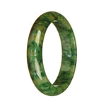 Real Grade A Green Pattern Jadeite Jade Bangle Bracelet - 57mm Half Moon