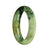 A beautiful green jade bracelet with a unique half moon shape, crafted from genuine Grade A Burma jade.