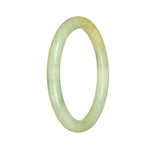 Certified Grade A Light Green and Light Brown Traditional Jade Bracelet - 56mm Petite Round