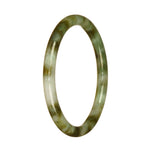 Certified Type A Green and White Pattern Jadeite Jade Bangle - 61mm Petite Round