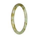 Genuine Grade A White and Brown Jade Bangle - 61mm Petite Round