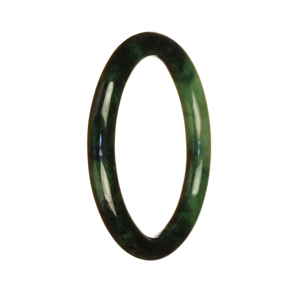 A small round bracelet made of genuine, natural deep green and green Burma jade.