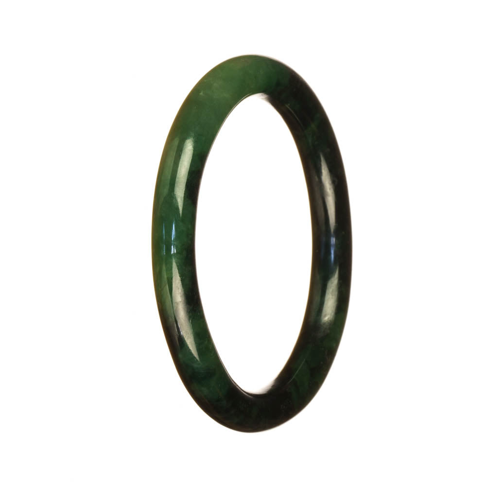 Genuine Grade A Deep Green and Green Traditional Jade Bangle - 55mm Petite Round