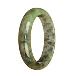A half moon shaped bangle bracelet made of genuine untreated grey patterned Burmese Jade, measuring 59mm in size.