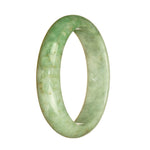 Genuine Natural Light Green Pattern Jadeite Bracelet - 58mm Half Moon