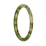Authentic Natural Green and White Pattern Burma Jade Bracelet - 60mm Half Moon