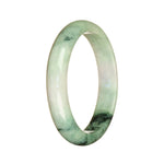 Certified Type A White and Green Pattern Jadeite Bangle - 56mm Half Moon
