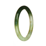 Genuine Natural White and Green Traditional Jade Bangle Bracelet - 56mm Petite Round