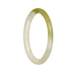 Authentic Untreated White and Olive Green Burma Jade Bracelet - 57mm Petite Round