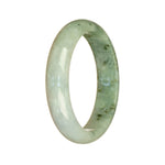 Certified Untreated White and Light Green Pattern Burma Jade Bangle Bracelet - 54mm Half Moon