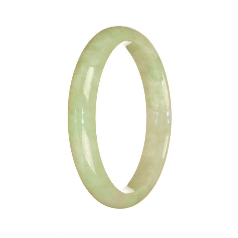 Authentic Untreated Light Green Jadeite Bangle Bracelet - 57mm Half Moon