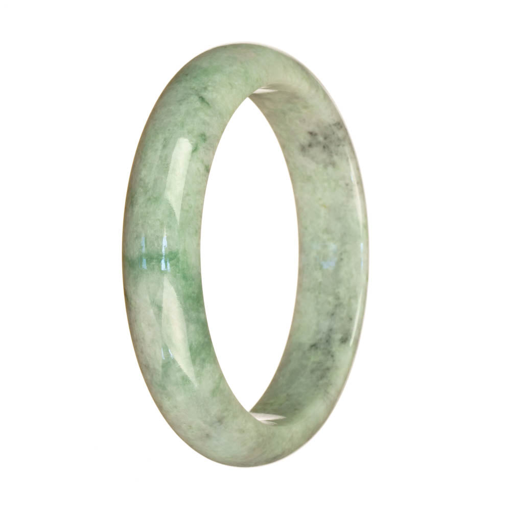 Certified Type A White with Green Jadeite Jade Bracelet - 59mm Half Moon