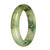 A half moon-shaped Burmese jade bracelet with a certified natural green pattern, crafted by MAYS GEMS.