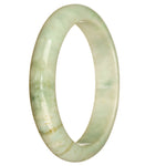 Certified Grade A White Pattern Burmese Jade Bangle Bracelet - 67mm Half Moon