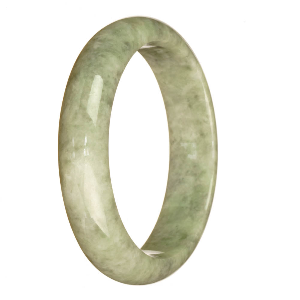 A half moon shaped grey pattern jade bangle made from certified natural jadeite.