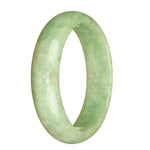 A stunning light green jadeite jade bracelet in a half moon shape, made from authentic Grade A jade. Perfect for adding a touch of elegance to any outfit.