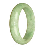 Real Grade A Light Green Traditional Jade Bangle Bracelet - 64mm Half Moon