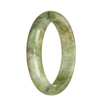 Real Grade A Green and White Pattern Jadeite Jade Bracelet - 57mm Half Moon
