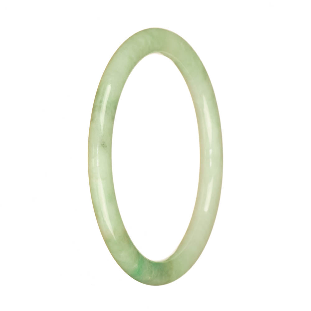 Genuine Grade A Light Green with Apple Green Burmese Jade Bangle Bracelet - 60mm Petite Round