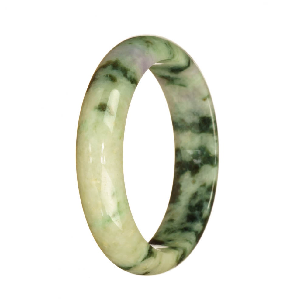 Genuine Grade A Light Green and Green Pattern Jade Bracelet - 55mm Half Moon