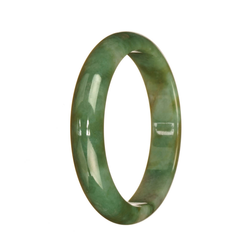 Genuine Grade A Green Pattern Traditional Jade Bangle Bracelet - 56mm Half Moon