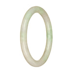 Genuine Type A White with Apple Green Jadeite Bangle - 59mm Petite Round