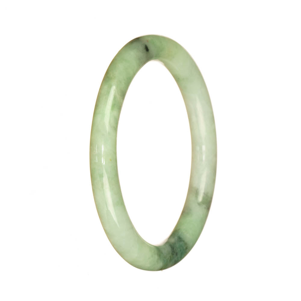 Genuine Grade A Light Green Pattern Jadeite Bangle Bracelet - 55mm Petite Round