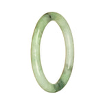 Genuine Grade A Light Green Pattern Jadeite Bangle Bracelet - 55mm Petite Round