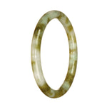 Genuine Natural Brown and Pale Green Pattern Burma Jade Bangle - 60mm Petite Round