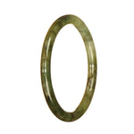 A close-up image of a small, round Burmese jade bracelet with a beautiful green pattern. The bracelet is made of genuine Grade A jade and measures 60mm in size. It is a delicate and elegant piece of jewelry.