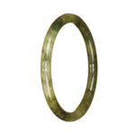 A small, round jade bracelet with a traditional green pattern.