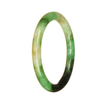 Genuine Grade A Emerald Green and Deep Green Pattern Burmese Jade Bracelet - 56mm Petite Round