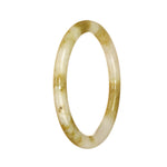 Genuine Untreated White and Brown Pattern Traditional Jade Bangle Bracelet - 56mm Petite Round