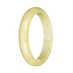A beautiful light green jadeite jade bracelet in a half moon shape, measuring 59mm.