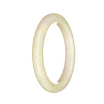 A beautiful pale green with lavender jade bangle, featuring a semi-round shape and measuring 53mm.
