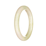 A pale green and lavender jadeite bangle bracelet with a semi-round shape, certified as untreated, from MAYS GEMS.